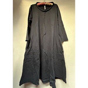 Cynthia Ashby Women Long Sleeve Maxi Lago Dress Small Black Lagenlook Pocket New